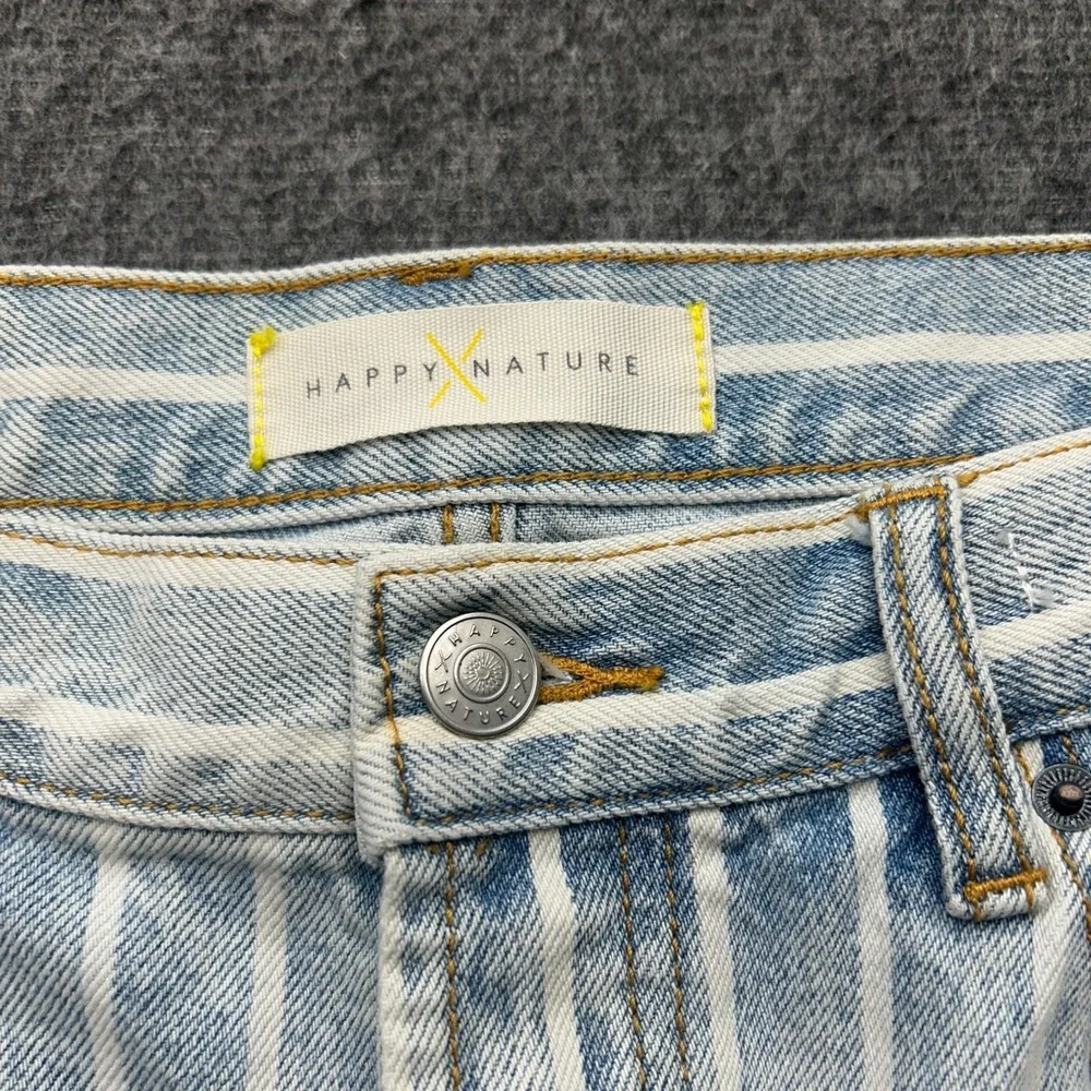 Happy Nature Denim Ultra‎ High Rise Bermuda Jean Shorts Size 32 Striped Boho